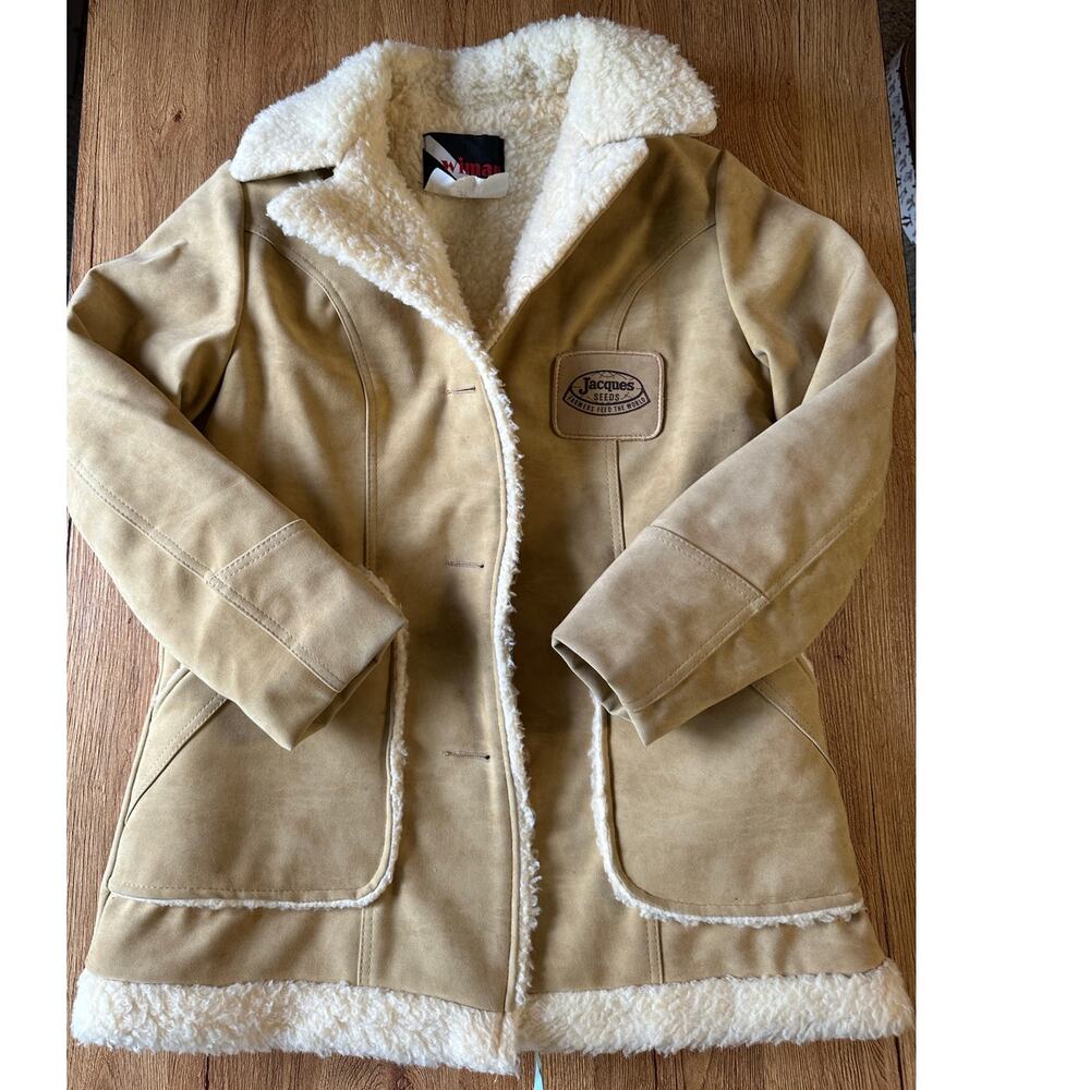 Vintage Wiman Jacques Seeds Beige Sherpa Coat Size Medium